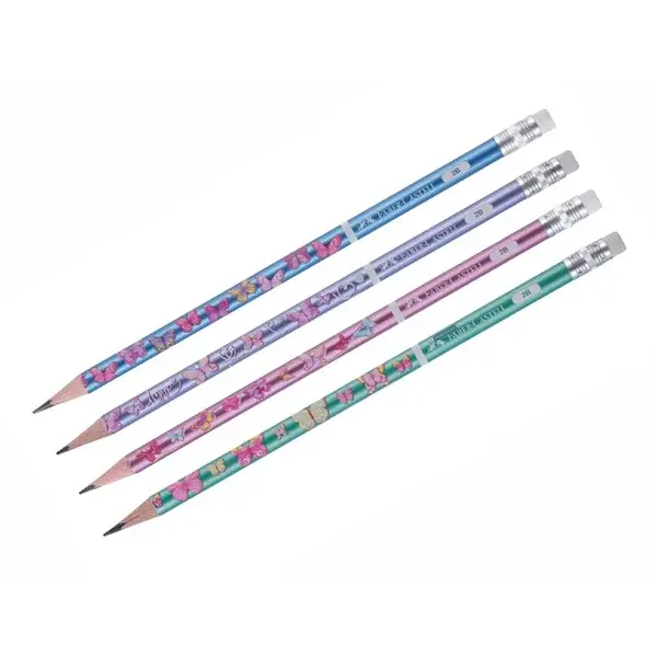 Kelebek Desenli Silgili Kurşun Kalem