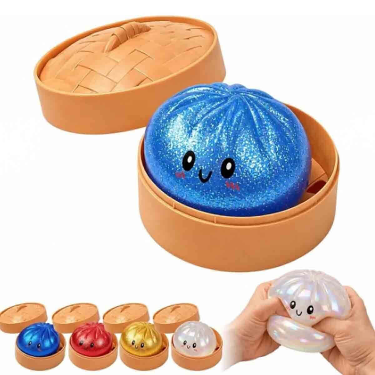 Simli Yumuşak Çin Mantısı Squishy Stres Topu – Sürpriz Renkli Kawaii Oyuncak